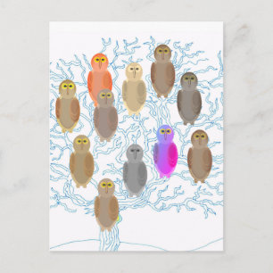 Tarjeta postal - Árbol genealógico de búhos