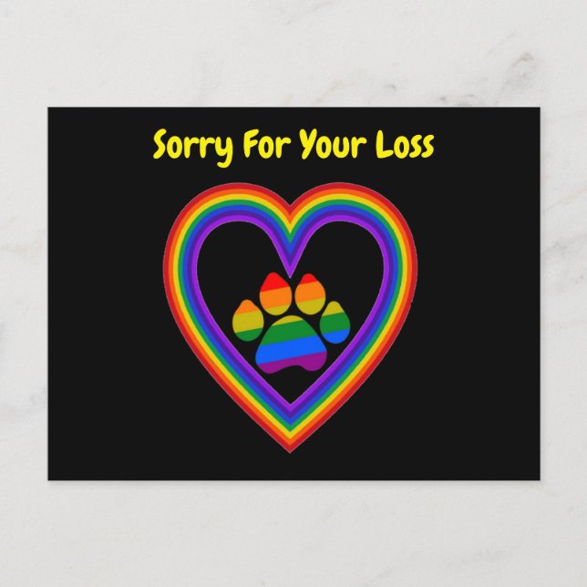 Tarjeta Postal Arcoíris Corazón y Pata Lo Siento p (Anverso)
