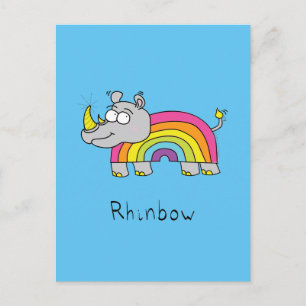 Tarjeta postal arcoiris Rhinbow Rhino