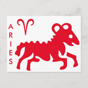 Tarjeta postal Aries Rótulo y símbolo