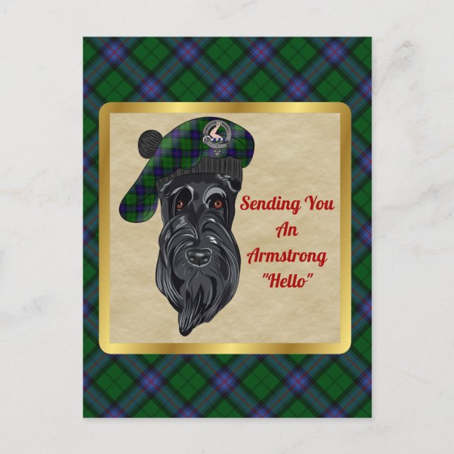 Tarjeta postal Armstrong Clan Badge & Tartan (Anverso)