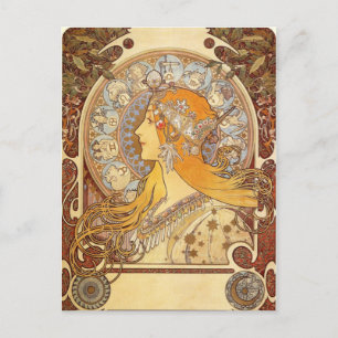 Tarjeta postal Art Nouveau Alphonse Mucha Zodiac