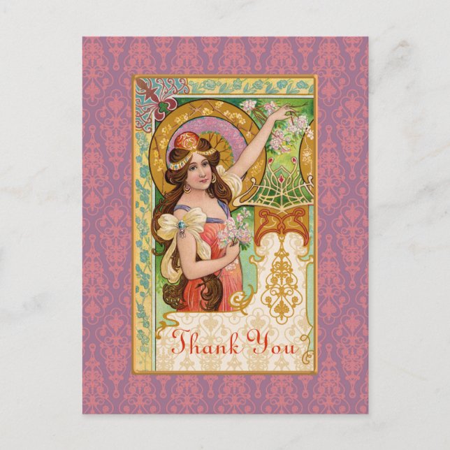 Tarjeta postal Art Nouveau de primavera (Anverso)