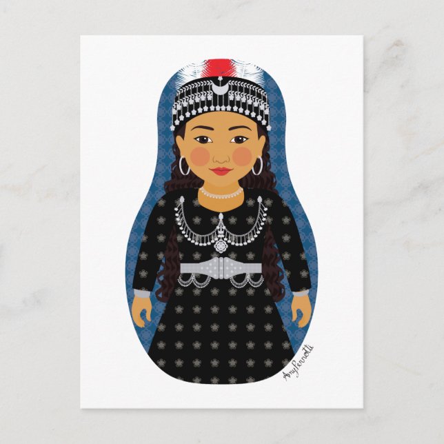 Tarjeta postal asiria de Matryoshka (Anverso)