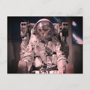 TARJETA POSTAL ASTRONAUT CAT SPACE
