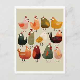 Tarjeta postal. Aves divertidas