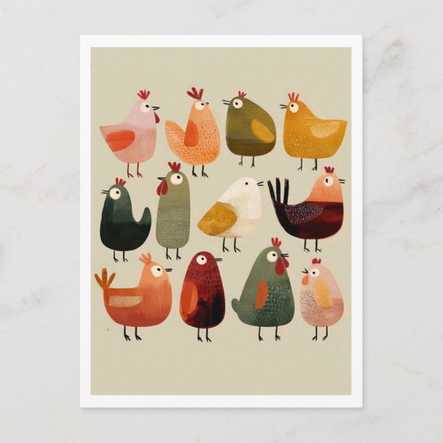 Tarjeta postal. Aves divertidas (Anverso)