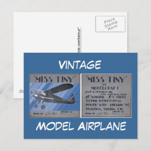 Tarjeta postal - Avión a escala Vintage