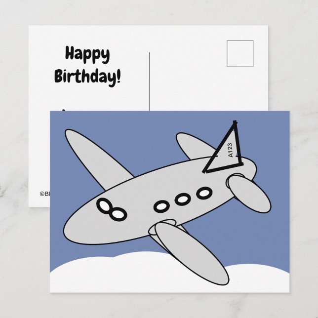 Tarjeta postal - Avión volando sobre nubes (Anverso / Reverso)