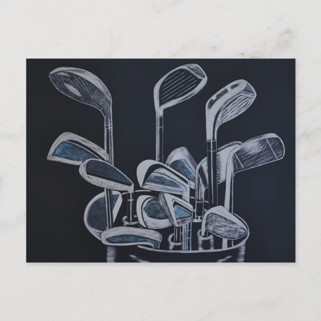 Tarjeta postal "Aviso de salida de golf" (Anverso)