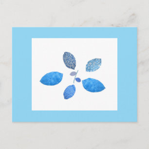 Tarjeta postal azul acolchada
