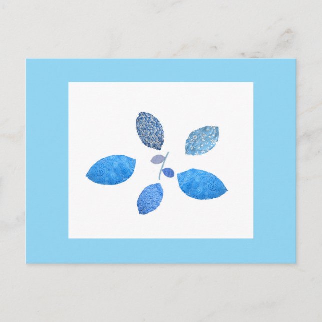Tarjeta postal azul acolchada (Anverso)