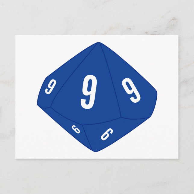 Tarjeta postal azul D10 número de tabla de dados (Anverso)