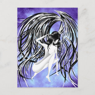 Tarjeta postal azul de ángel celestial