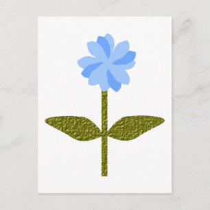 Tarjeta postal azul de la flor de margarita
