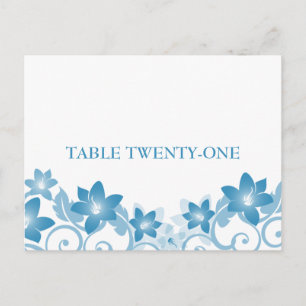 Tarjeta postal azul de tabla floral simple