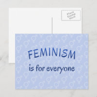 Tarjeta postal azul del feminismo para todos