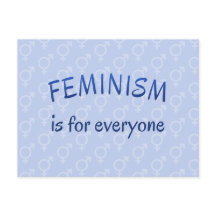Tarjeta postal azul del feminismo para todos