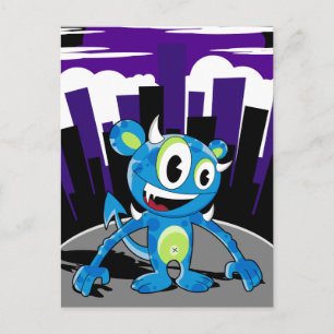 Tarjeta postal azul Freaky
