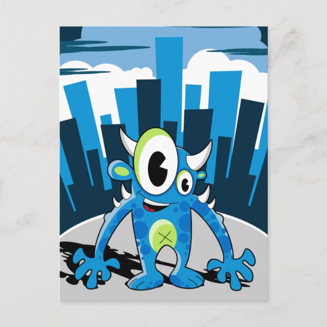 Tarjeta postal azul Freaky (Anverso)