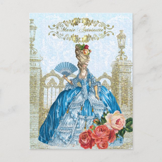 Tarjeta postal azul Marie Antoinette Versailles (Anverso)
