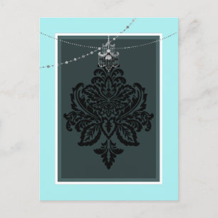 Tarjeta postal azul y negra