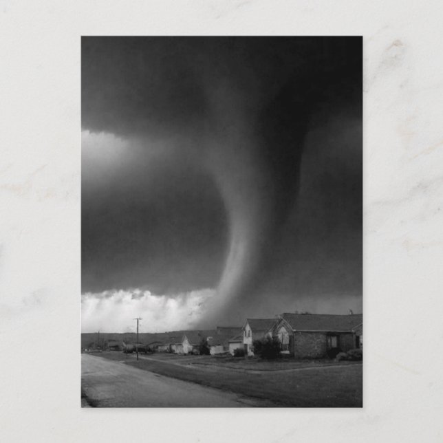Tarjeta postal B&W de tornado (Anverso)