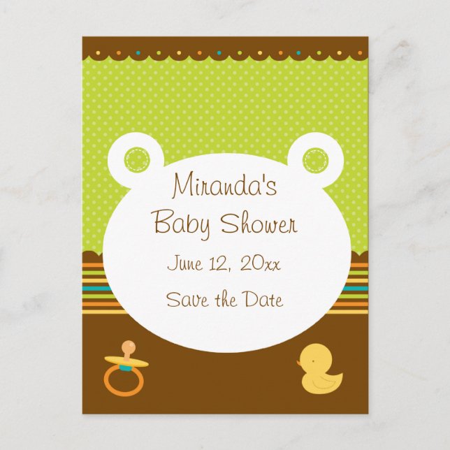 Tarjeta postal Baby Shower Cute Teddy Bear (Anverso)