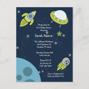 Tarjeta postal Baby Shower de OVNI para el Espacio