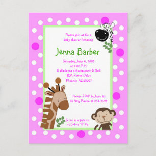 Tarjeta postal Baby Shower de Pink Jungle Adventur