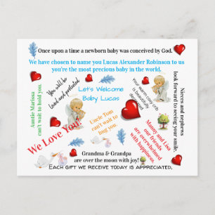 Tarjeta Postal Baby Shower Llegada del Bebé
