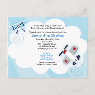 Tarjeta postal Baby Shower para aviador pequeño