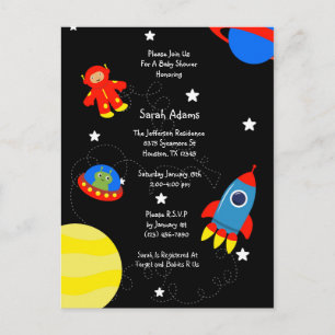 Tarjeta postal Baby Shower UFO para el espacio ult