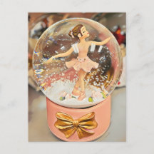 Tarjeta postal Ballerina Navidad Snow Globe
