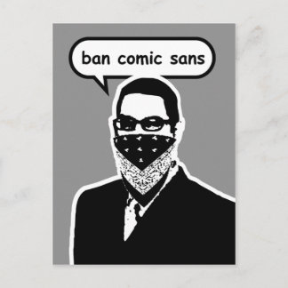 Tarjeta postal Ban Comic Sans