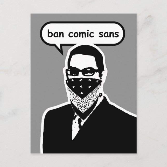 Tarjeta postal Ban Comic Sans (Anverso)
