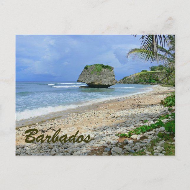 TARJETA POSTAL BARBADOS (PLAYA/ROCA GRANDE) (Anverso)