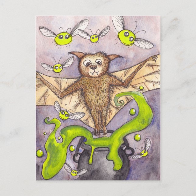 Tarjeta postal Bat & Cauldron (Anverso)