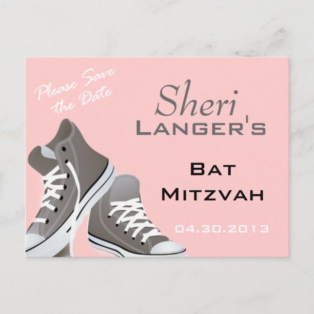 Tarjeta postal Bat Mitzvah Sneakers (Anverso)