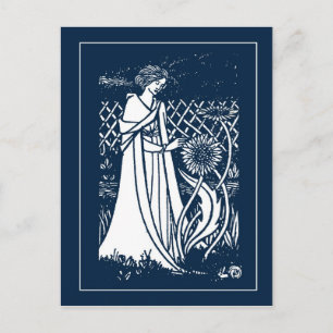 Tarjeta postal Beardsley Lady & Sunflowers