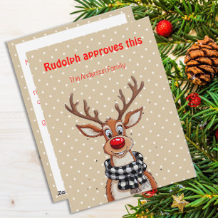 Tarjeta postal beige de deseo de Navidad de reno l