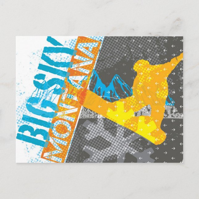 Tarjeta postal Big Sky Montana Snowboarding (Anverso)