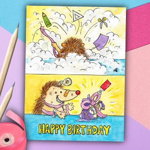 Tarjeta postal Birthday Wrapping Disaster de N. Ja