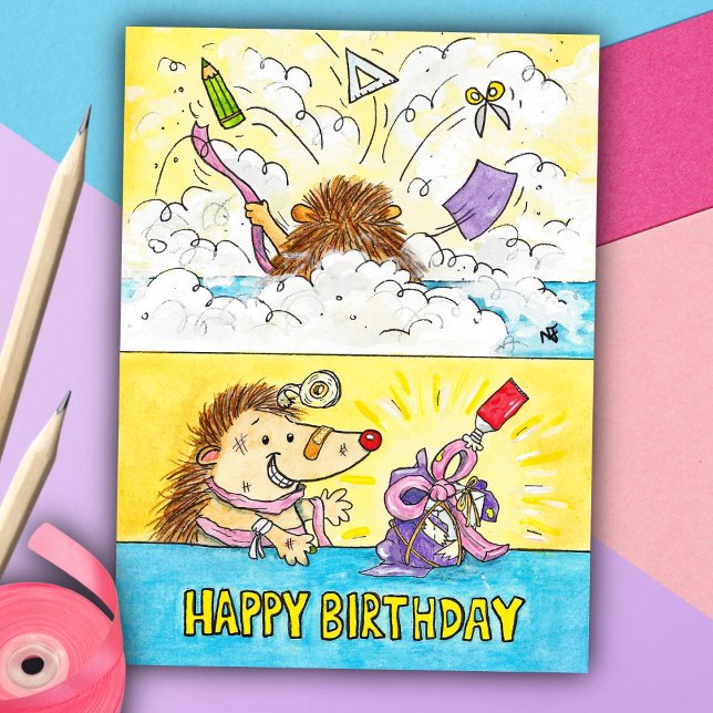 Tarjeta postal Birthday Wrapping Disaster de N. Ja (Subido por el creador)