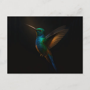 Tarjeta Postal Black 4 Luxe con Colibrí Volando