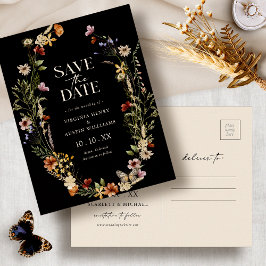 Tarjeta Postal Black Boho Save The Date