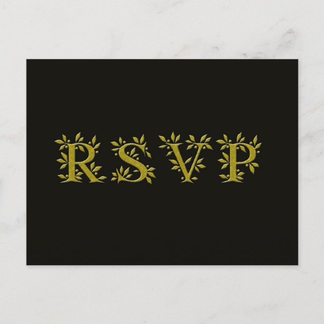 tarjeta postal BLACK GOLD RSVP Gold Leaf (Anverso)