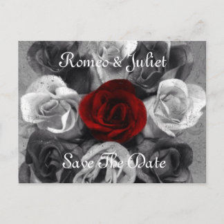 Tarjeta Postal Black White Rose Save The Date