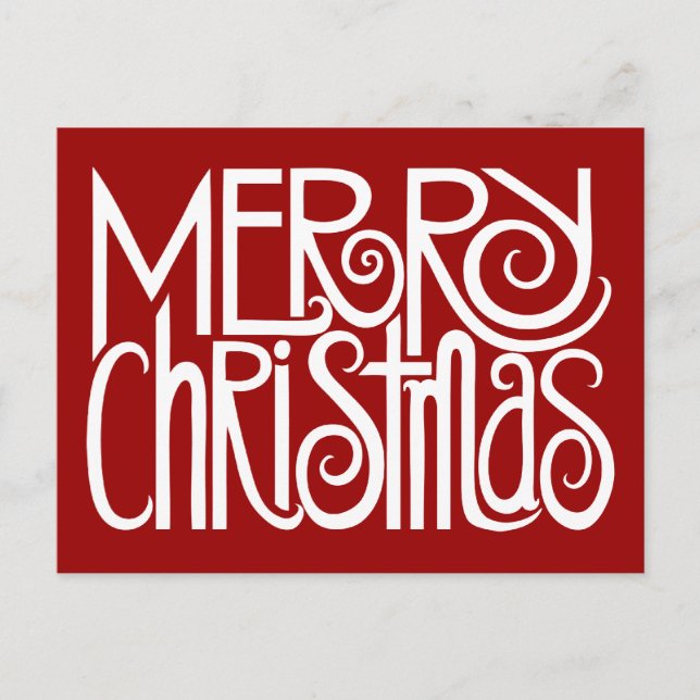 Tarjeta postal blanca Feliz Navidad (Anverso)