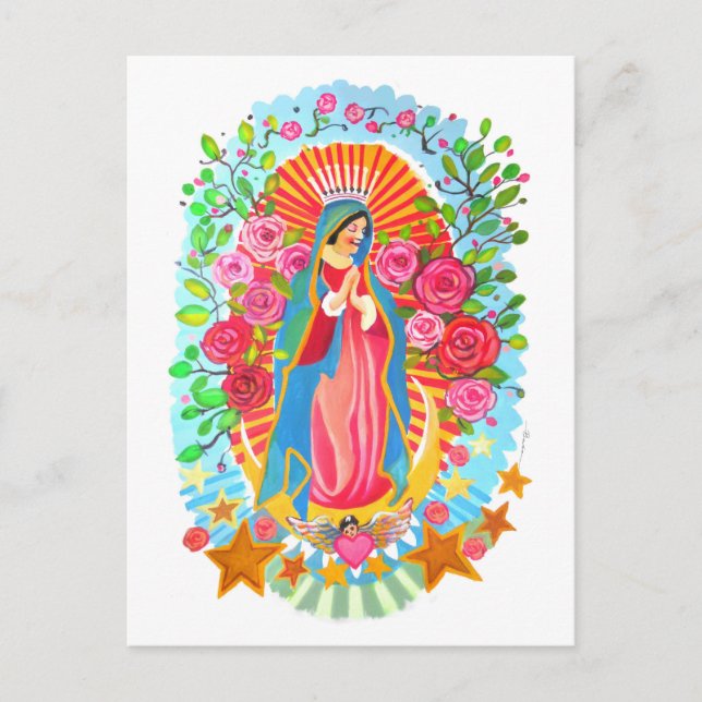 Tarjeta postal blanca sencilla de Nuestra Señora d (Anverso)